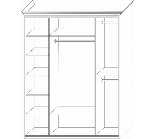 Шкаф 4-х дверный зеркальный Неаполь Ясень анкор светлый (патина "серебро")