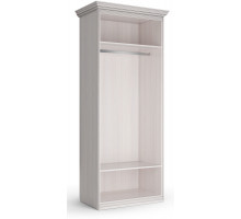 Шкаф 2-х дверный зеркальный Неаполь Ясень анкор светлый (патина "серебро")