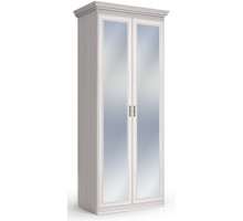 Шкаф 2-х дверный зеркальный Неаполь Ясень анкор светлый (патина "серебро")